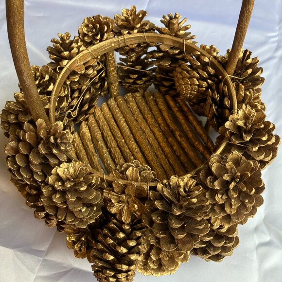 Gold-Colored Pinecone Basket - Picture 3 of 6
